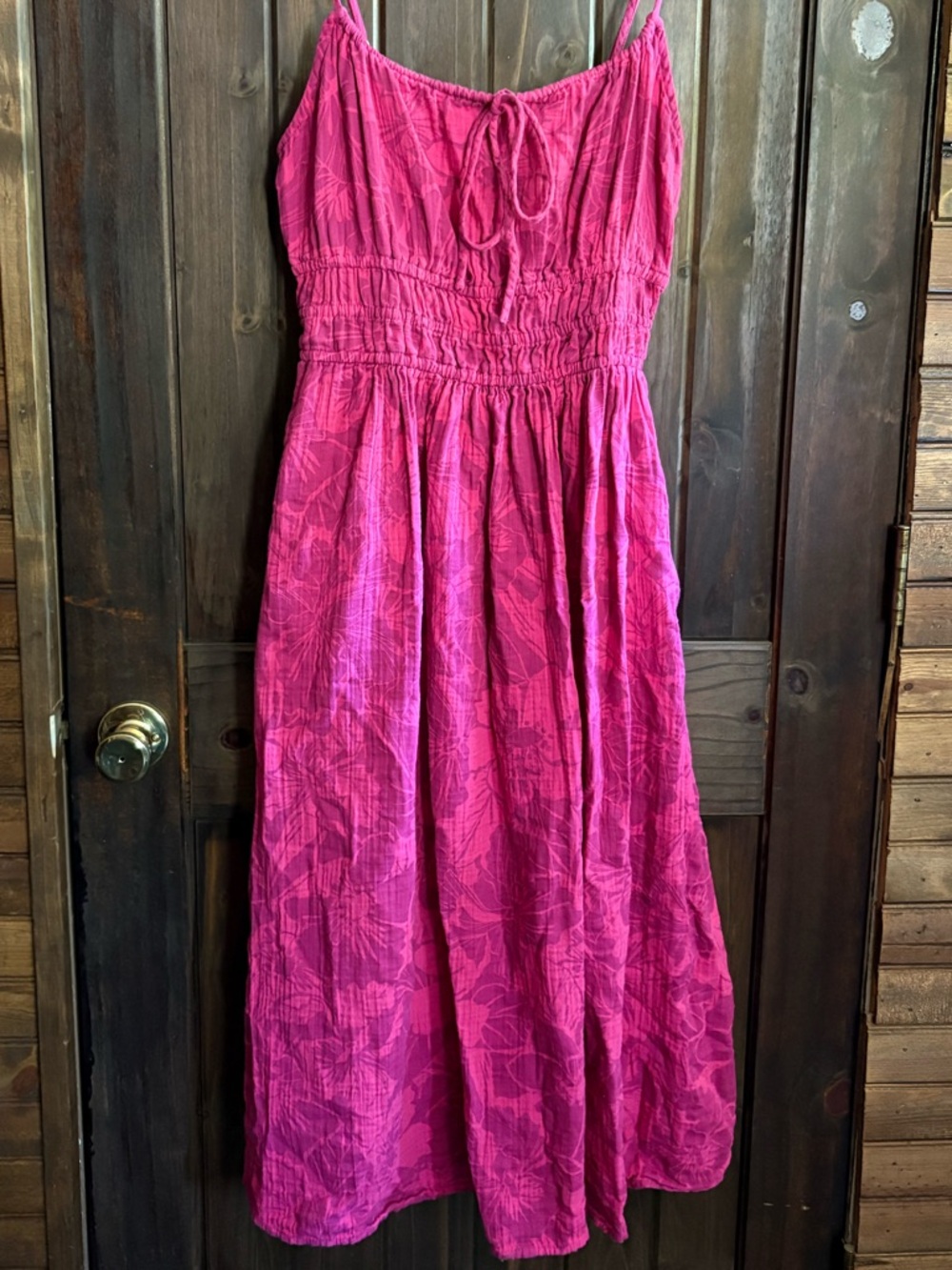 GAP Hot Pink Cotton Sundress- Floral Print- Size Large - Picture 5 of 12